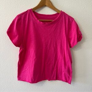 Maeve Anthropologie Magenta Barbie Pink Boxy
Short Sleeve Tee T-Shirt Raw Hem XS